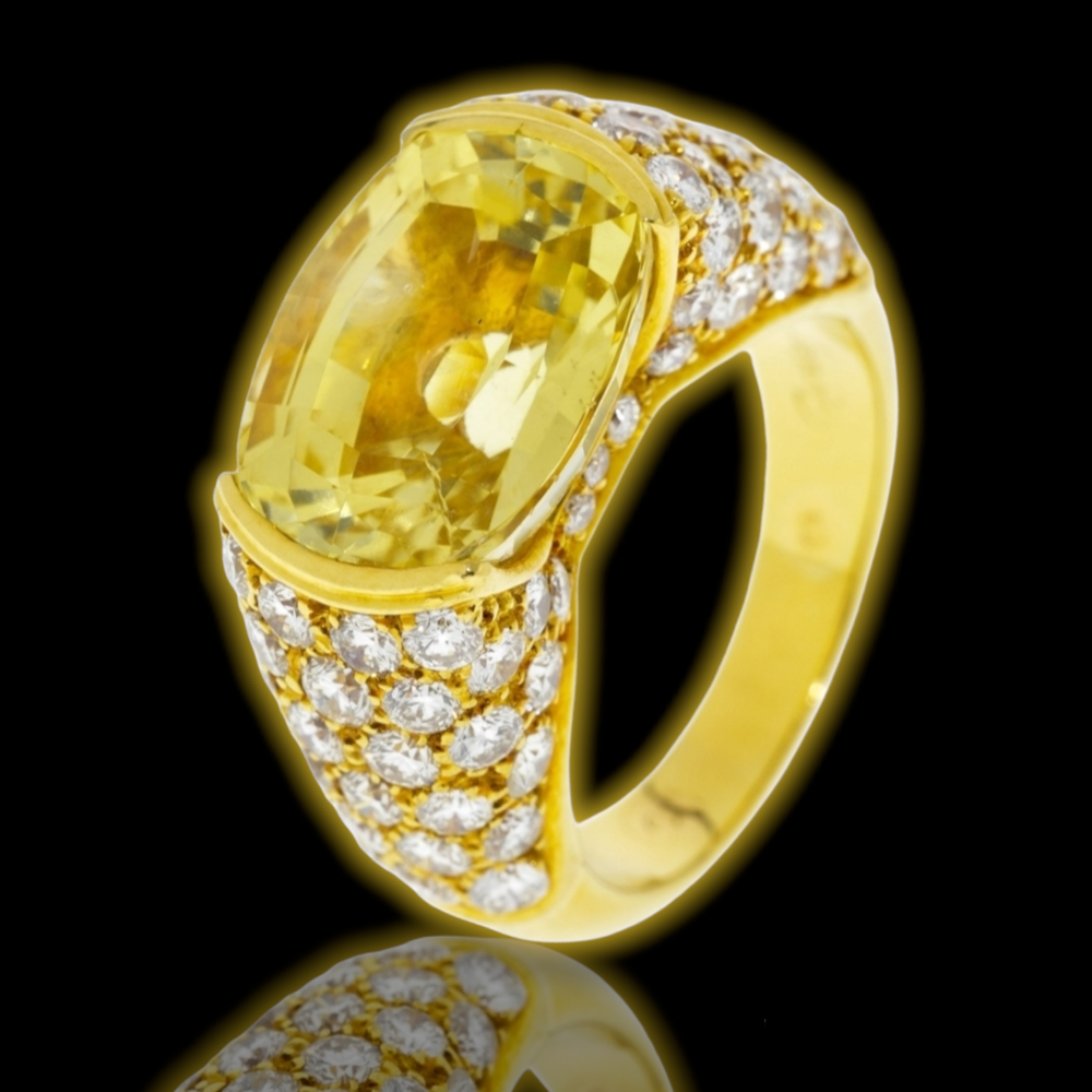 Cartier 1970's gold, yellow sapphire and diamond ring — arts Cartier 1970's gold, yellow sapphire and diamond ring — arts